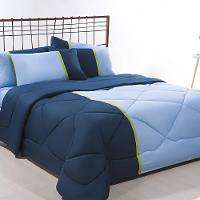 Enxoval Edredom + Jogo De Cama Queen Aconchego Premium 06 Peças - Azul- Marinho - 1