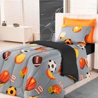 Edredom Estampado Infantil Kids Solteiro 01 Peça - Futebol Cinza - 1