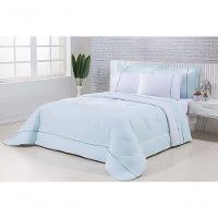 Kit Edredom 100% Algodão Percal 150 Fios Dupla Face Solteiro Jogo De Cama 5 Peças - Verde-branco - 2