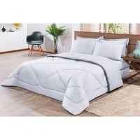 Kit Edredom + Jogo De Lençol Aconchego Look House Dupla Face Casal King 06 Peças - Branco - 3