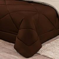 Kit Edredom + Jogo De Lençol Aconchego Look House Dupla Face Casal Queen 06 Peças - Marrom E Caqui - 2