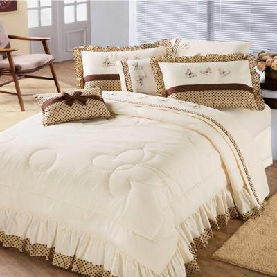 Kit Edredom Com Babado Naturalle Aquarela Queen 5 Pecas - Palha-marrom