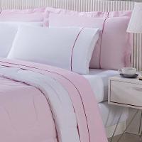 Kit Edredom 100% Algodão Percal 150 Fios Dupla Face Queen Gran Moratta 3 Peças - Rosa-branco - 2