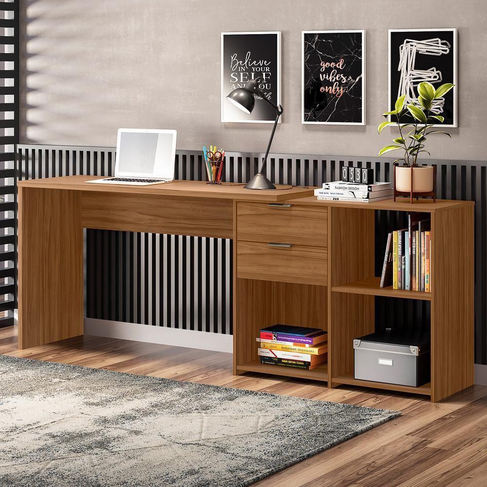 Mesa Para Computador Com 2 Gavetas Office Nt2060 Notável Freijó - 3