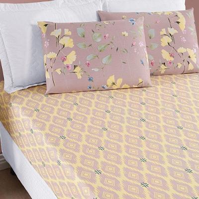 Jogo De Cama Lençol Bouti Estampado Queen 03 Peças - Lavanda