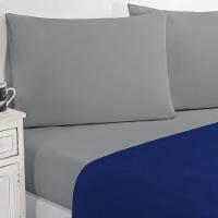 Jogo De Cama Malha Lençol 100% Algodão Gran Moratta 3 Peças Solteiro - Azul Royal-cinza - 2