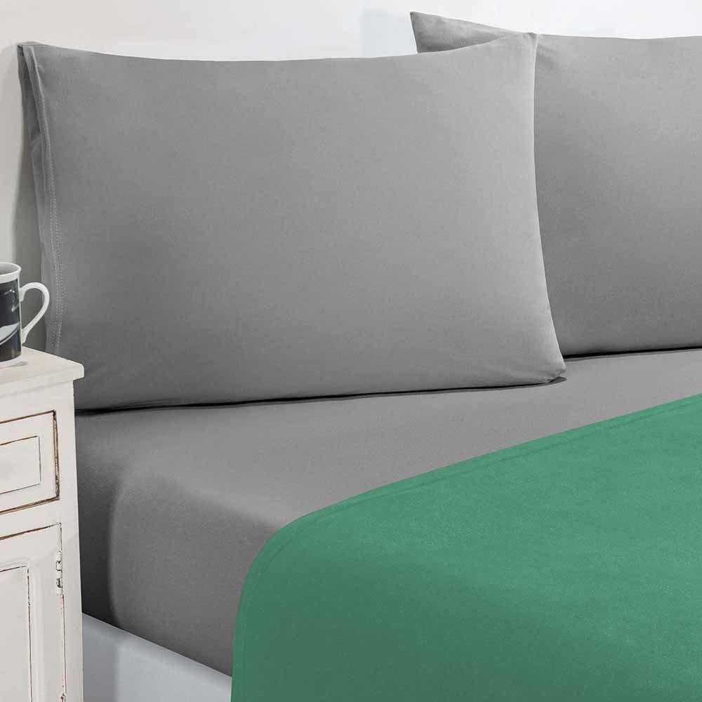 Jogo De Cama Malha Lençol 100% Algodão Gran Moratta 3 Peças Solteiro - Verde Jade-cinza - 3