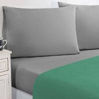 Jogo De Cama Malha Lençol 100% Algodão Gran Moratta 3 Peças Solteiro - Verde Jade-cinza - 3