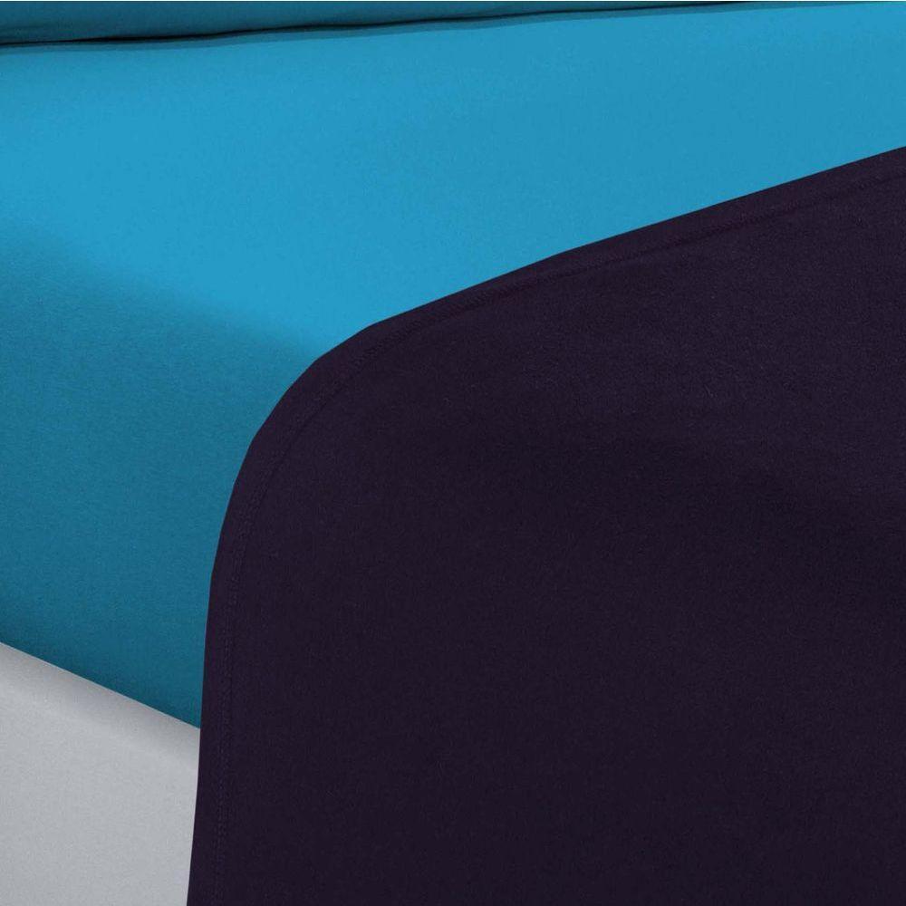 Jogo De Cama Malha Lençol 100% Algodão Gran Moratta 4 Peças Casal - Roxo-azul Turqueza. - 3