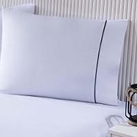 Jogo De Cama 100% Algodão Percal 150 Fios Solteiro Gran Moratta 2 Peças - Branco E Detalhe Cinza. - 3