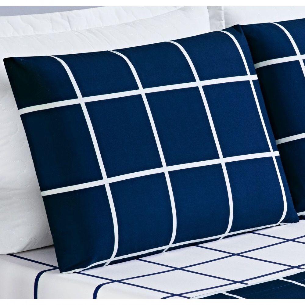 Jogo De Cama Com Lençol De Cima 200 Fios Austin King 04 Peças - Marinho - 2