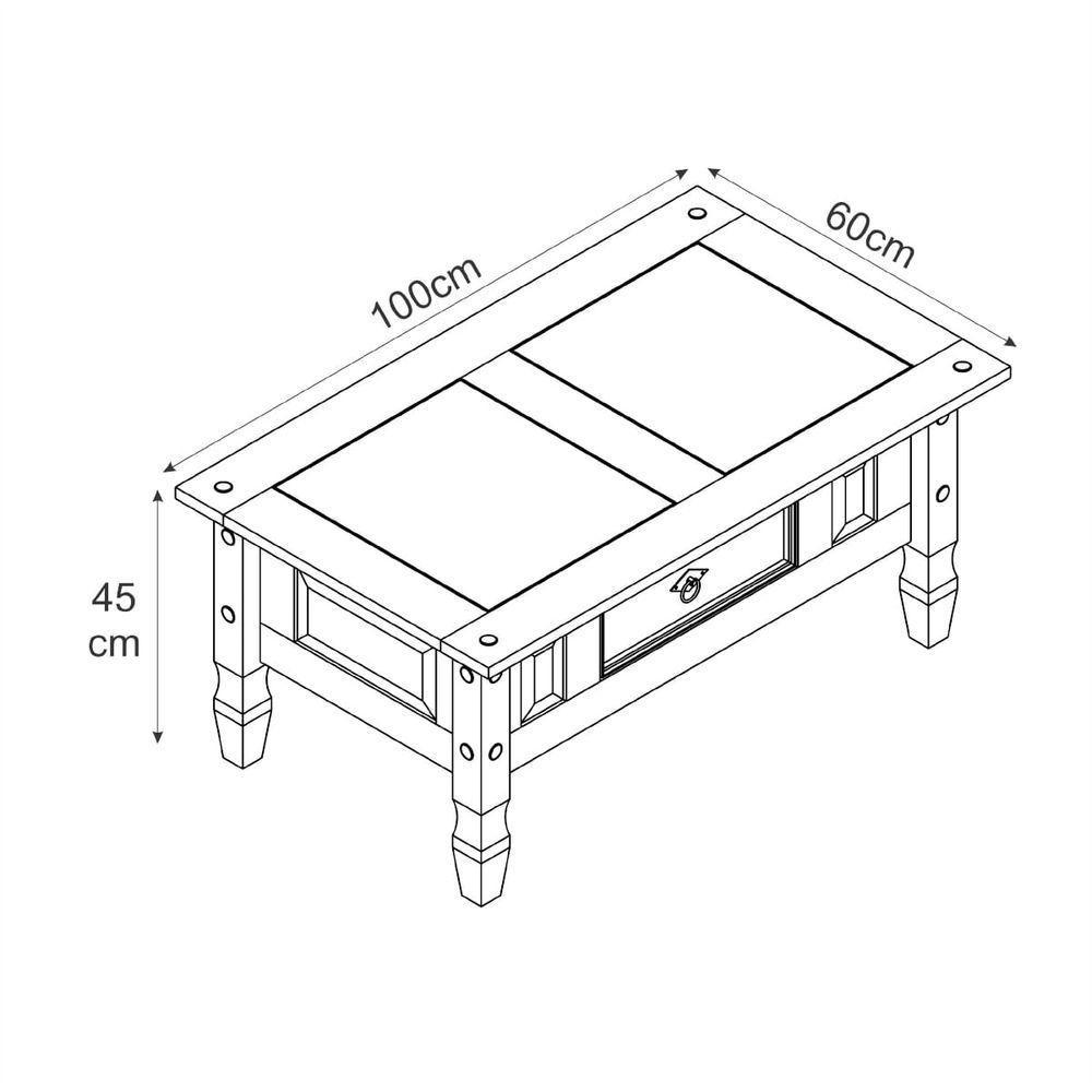 Mesa De Centro Com Gaveta Em Madeira 100x60x45 Cm Pátina Branca Elliottiis - 4
