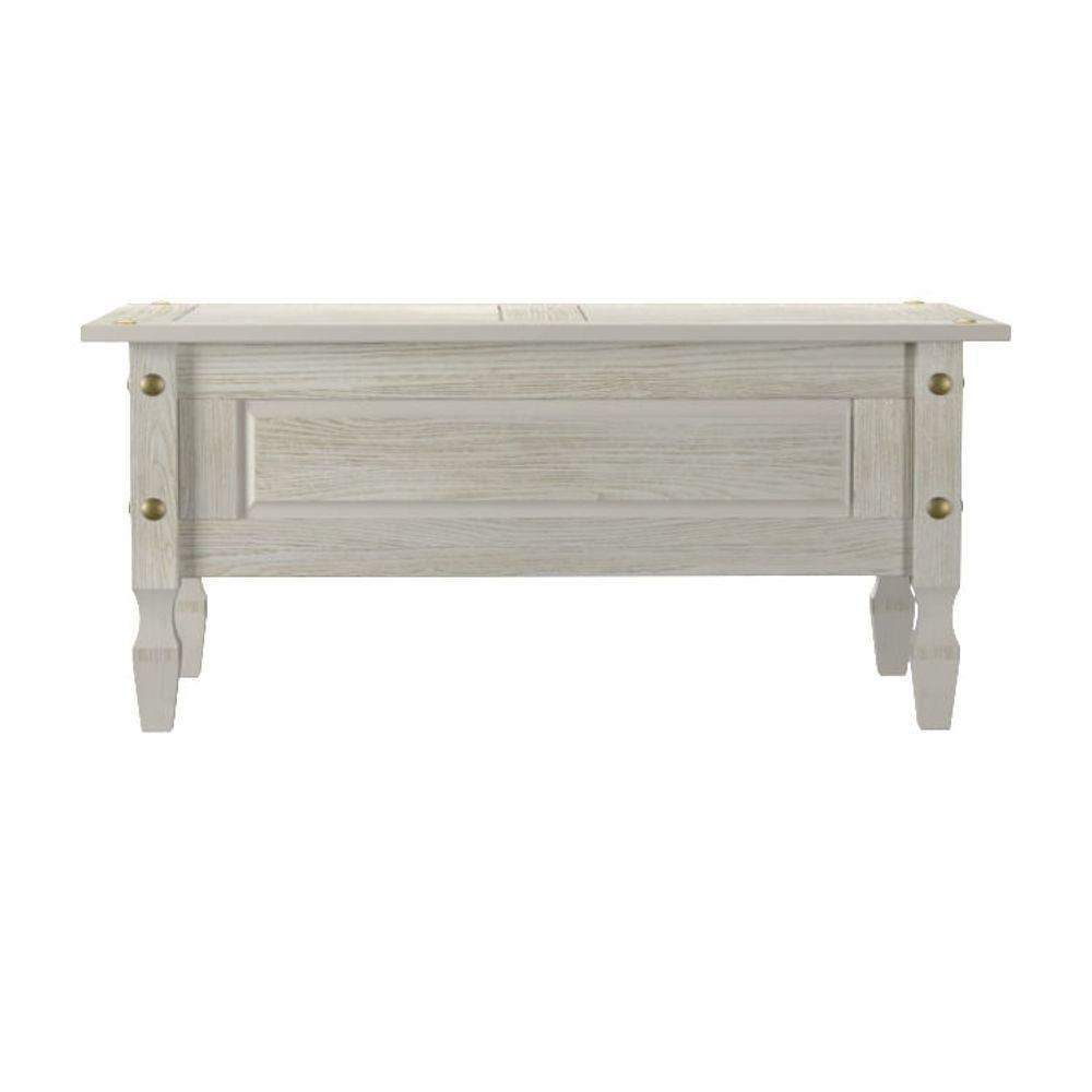 Mesa De Centro Com Gaveta Em Madeira 100x60x45 Cm Pátina Branca Elliottiis - 6