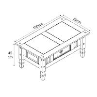 Mesa De Centro Com Gaveta Em Madeira 100x60x45 Cm Pátina Branca Elliottiis