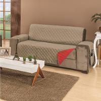 Protetor De Sofá Dupla Face Manu 3 Lugares - Vermelho-cáqui - 2