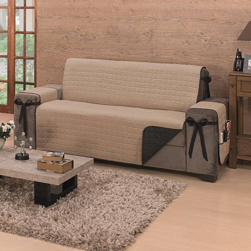 Protetor De Sofá Dupla Face Premium 3 Lugares King - Preto-cáqui - 2