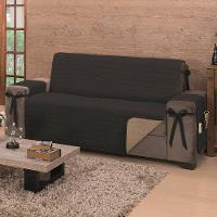Protetor De Sofá Dupla Face Premium 3 Lugares King - Preto-cáqui - 1