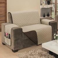 Protetor De Sofá Dupla Face Impermeável Mr 2 Lugares King - Marrom-cáqui - 3