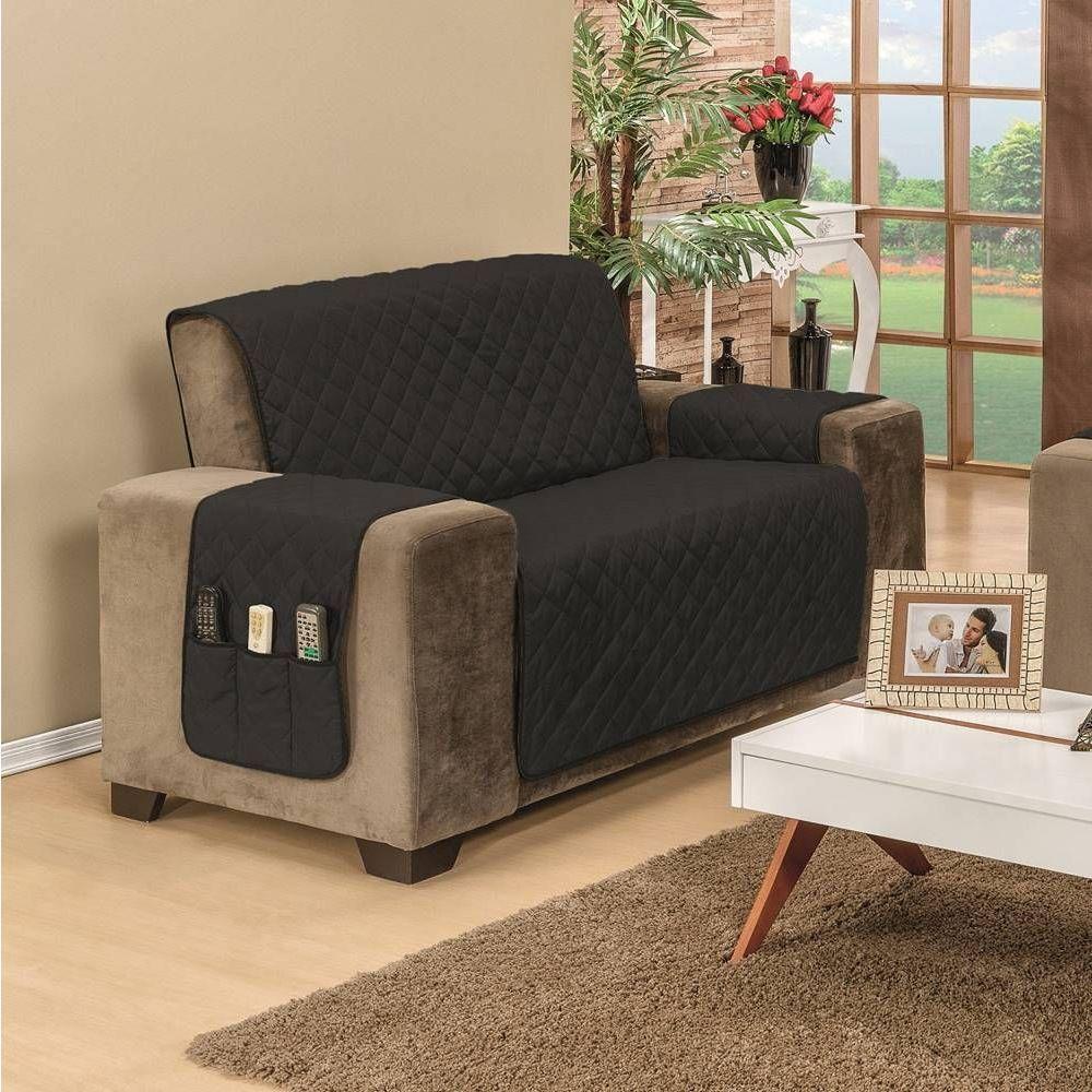 Protetor De Sofá Dupla Face Manu 2 Lugares King - Preto-vermelho - 1