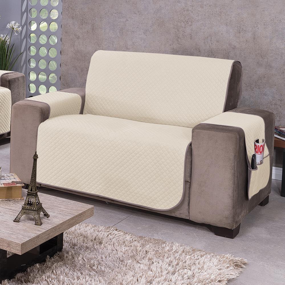 Protetor De Sofá Dupla Face Impermeável Mr 2 Lugares - Cáqui-palha - 2