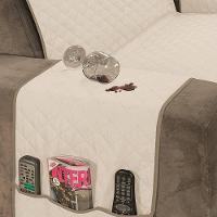 Protetor De Sofá Dupla Face Impermeável Mr 2 E 3 Lugares - Cáqui-palha - 5