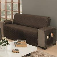 Protetor De Sofá Dupla Face Impermeável Mr 3 Lugares - Marrom-cáqui - 1