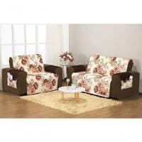 Protetor Capa De Sofa Aquarela Estampado 2 E 3 Lugares - Floral Marrom. - 1