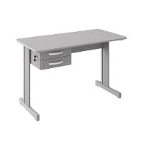 Mesa De Escritório Cinza Escrivaninha Com 2 Gavetas Boston - 1