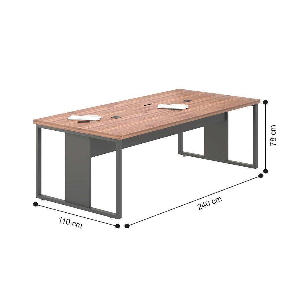 Mesa De Reunião Para Escritório C- Caixa De Tomada - Noce Preto Noce Preto - 4