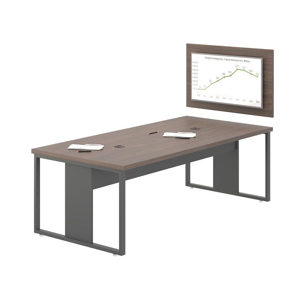 Mesa Reunião C- Painel Para Tv Monitor - Freijó E Preto Freijó E Preto - 1