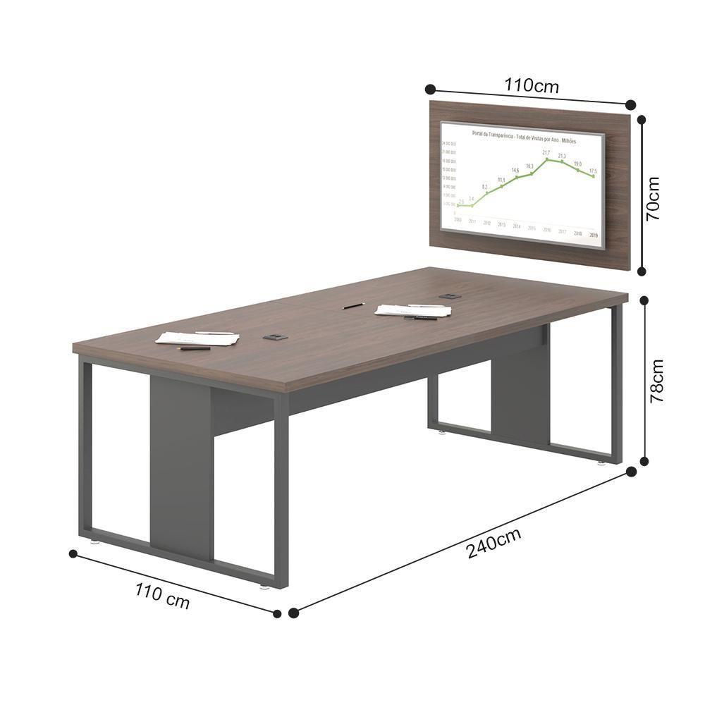 Mesa Reunião C- Painel Para Tv Monitor - Freijó E Preto Freijó E Preto - 2