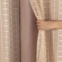 Cortina Blackout Pvc Com Tecido Voil Xadrez 2,00 M X 1,40 M - Avelã. - 2