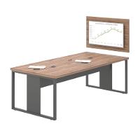 Mesa De Reunião Com Painel E Caixa De Tomada Noce Preto - 1