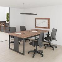 Mesa De Reunião Com Painel E Caixa De Tomada Noce Preto - 2