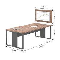 Mesa De Reunião Com Painel E Caixa De Tomada Noce Preto - 4