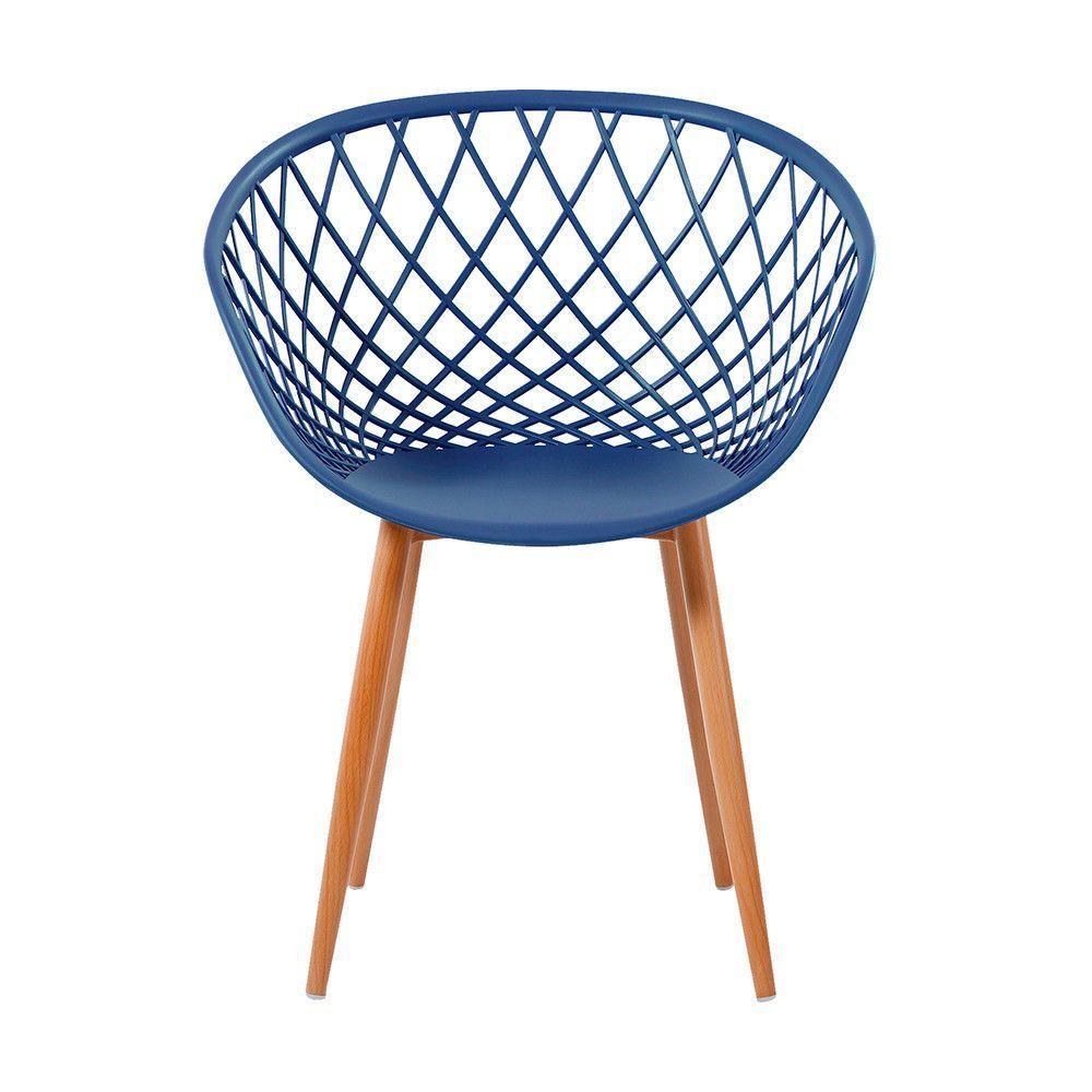 Kit 2 Cadeiras Monaco C- Assento Em Polipropileno E Base Em Aço Fratini Azul Marinho - 2