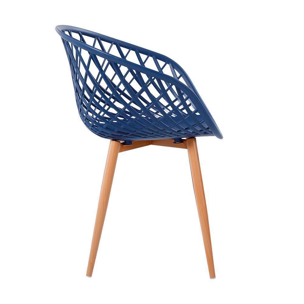 Kit 2 Cadeiras Monaco C- Assento Em Polipropileno E Base Em Aço Fratini Azul Marinho - 3