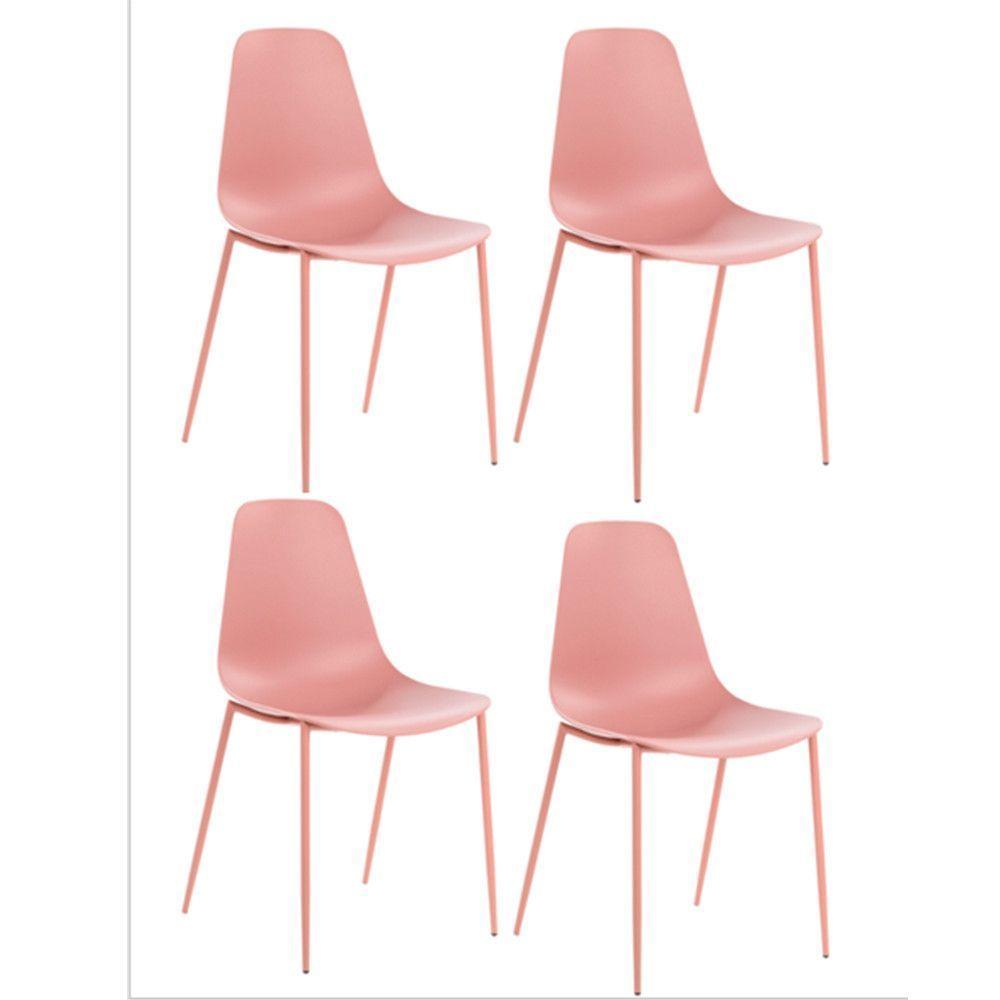 Kit 4 Cadeiras Miami C- Assento Em Polipropileno E Base Em Aço Fratini Rosê - 1