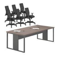 Conjunto Mesa E Cadeiras Para Escritório Hanói Freijó Preto - 1