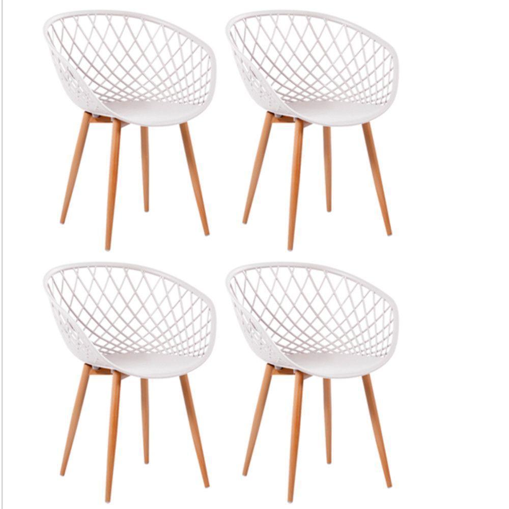 Kit 4 Cadeiras Monaco C- Assento Em Polipropileno E Base Em Aço Fratini Nude - 1