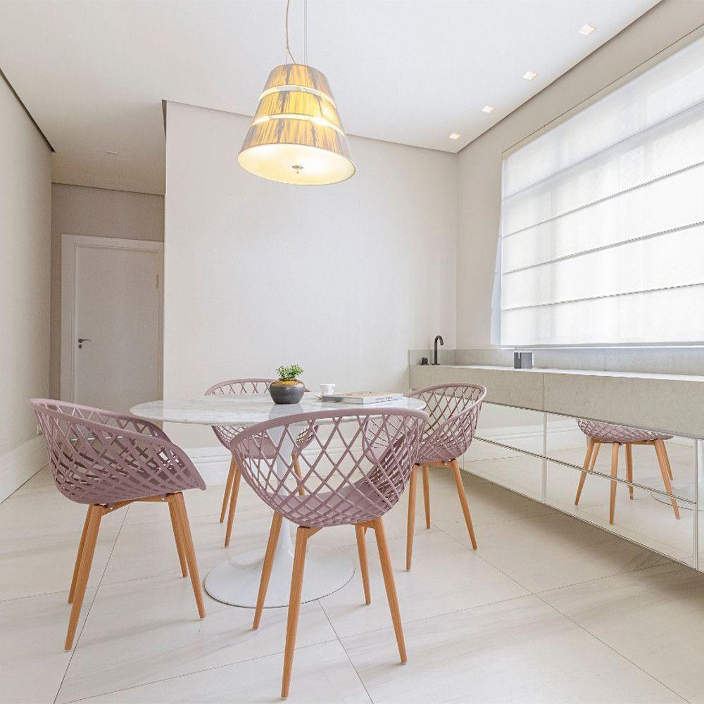 Kit 4 Cadeiras Monaco C- Assento Em Polipropileno E Base Em Aço Fratini Nude - 2