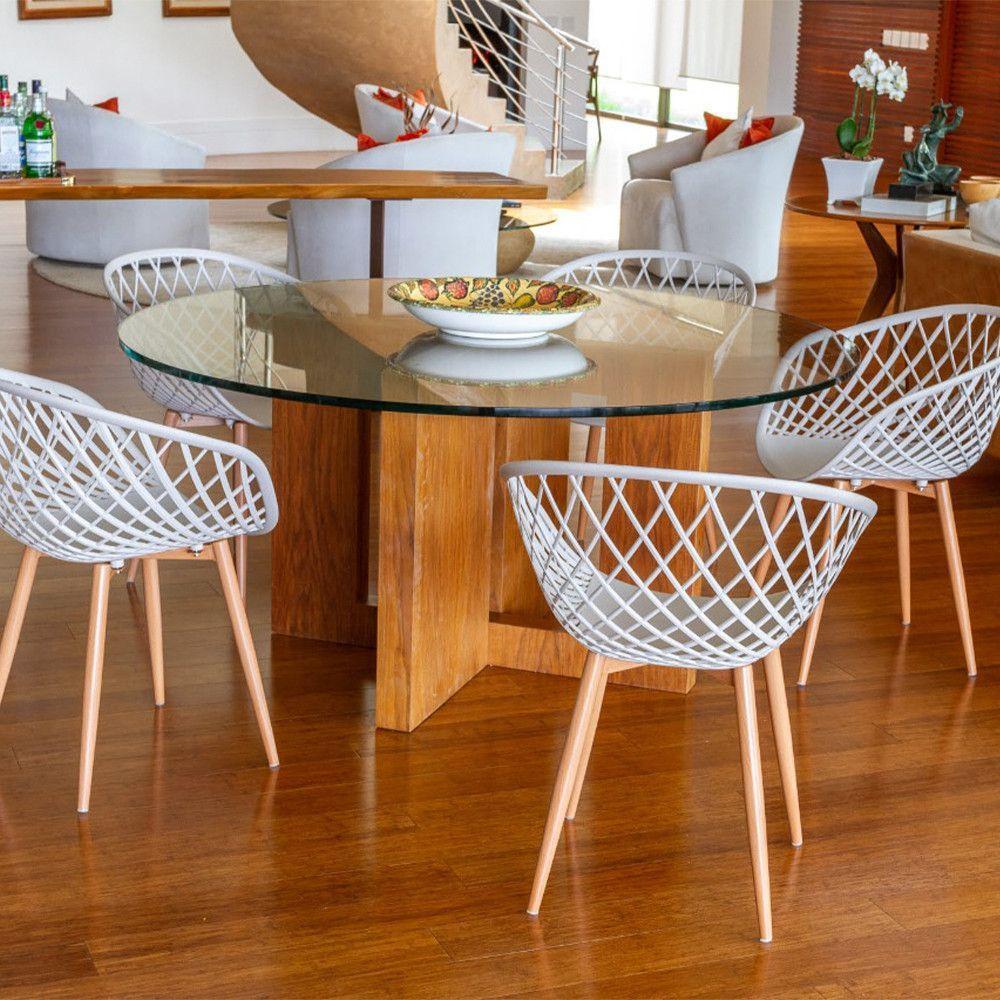 Kit 4 Cadeiras Monaco C- Assento Em Polipropileno E Base Em Aço Fratini Nude - 4