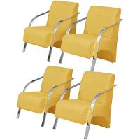 Kit 4 Poltronas Decorativas 1 Lugar Braço Pé Alumínio Suede - 1