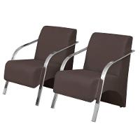 Kit 2 Poltronas Decorativas 1 Lugar Braço Pé Alumínio Dsalla Suede - 1