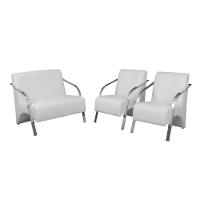 Conj 2 Poltronas De 1 Lugar E 1 De 2 Lugares Braço Alumínio Dsalla Tecido Sintético (courino) - 1