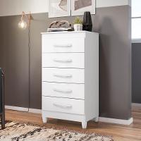 Cômoda Milady Branco Flex Rosa Titanium Azul 5 Gavetas