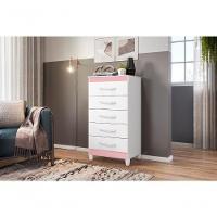 Cômoda Milady Branco Flex Rosa Titanium Azul 5 Gavetas - 9