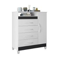 Cômoda Reyna Branco Azul Titanium Rosa 4 Gavetas - 2