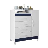 Cômoda Reyna Branco Rosa Titanium Azul 4 Gavetas - 8