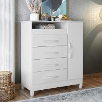 Cômoda Reyna Branco Rosa Titanium Azul 4 Gavetas - 9